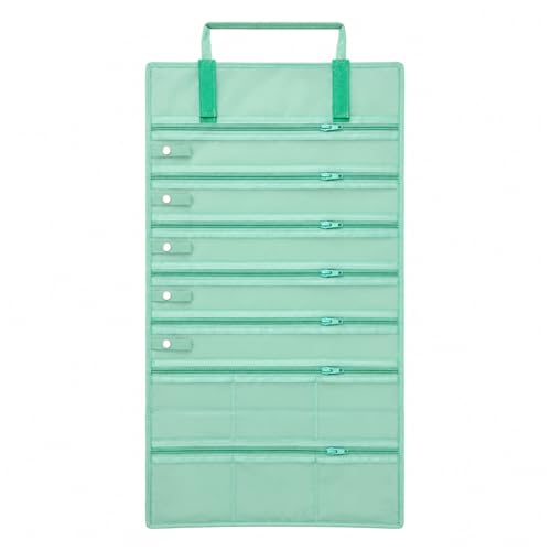 UnionPlus Velvet Jewelry Roll Organizer, 11 Grids, Ice Green - color: Ice Green, size: 11-Grids