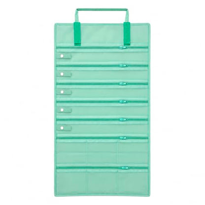 UnionPlus Velvet Jewelry Roll Organizer, 11 Grids, Ice Green - color: Ice Green, size: 11-Grids
