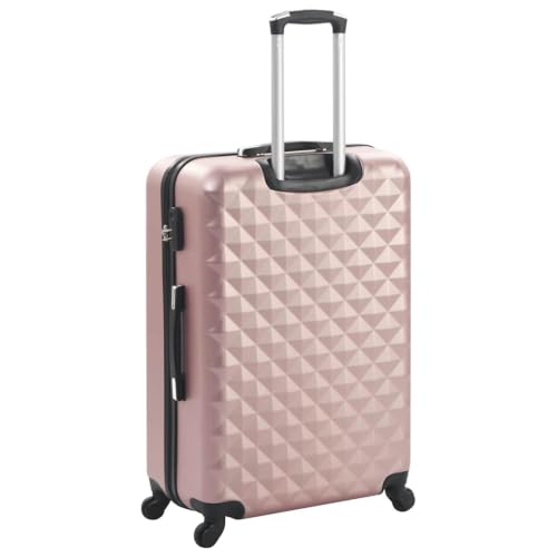 Gecheer 3 Piece Hardshell Luggage Set Rose Gold, ABS Carry On Suitcase with Spinner Wheels, Lightweight Travel Trolley Bags with TSA Lock and Telescopic Handle, Nested Storage Design