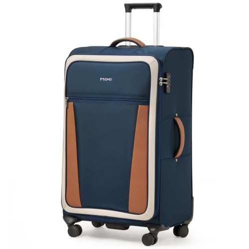 mixi 28 Inch Softside Checked Luggage, Deep Blue-Off White - color: Deep Blue-Off White, size: 28-Inch Checked in