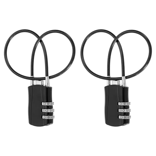 MECCANIXITY 2pcs Luggage Travel Lock 3 Digit Cable Combination Lock Black - color: Black, size: 12 Inch