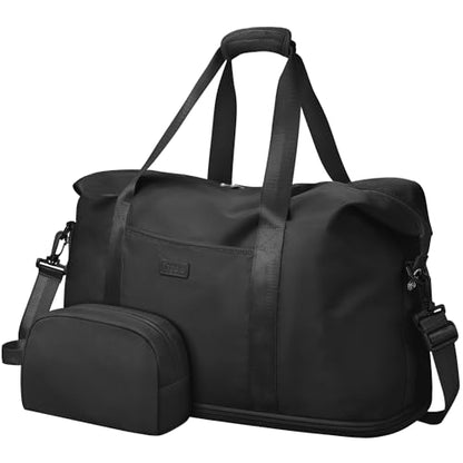 Capolo Expandable Travel Duffle Bag Weekender Overnight Bags for Women Men - color: Black, size: X-Large