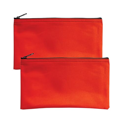 Cloth Zipper Pouch 2-Pack, Orange, 11 x 6 inches - color: Orange
