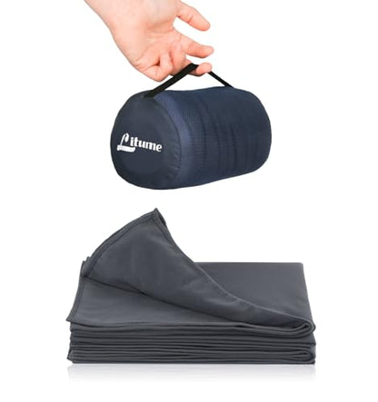 Litume Compact Travel Blanket for Airplane, Fleece, Dark Grey - color: Dark Grey