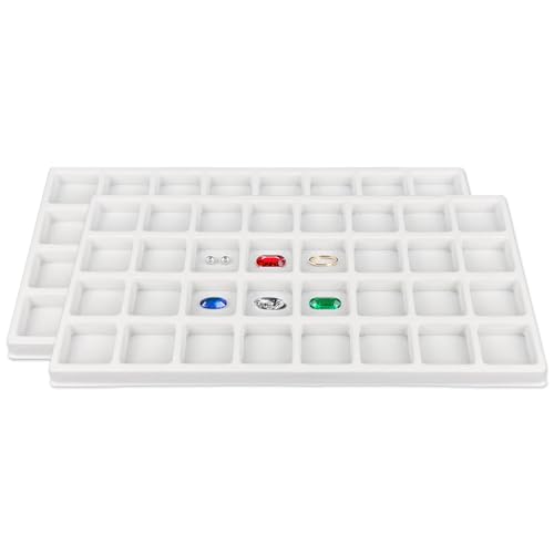 The Display Guys 2-Pack 32-Compartment Jewelry Tray Insert, White - color: White, size: Compartments - 32