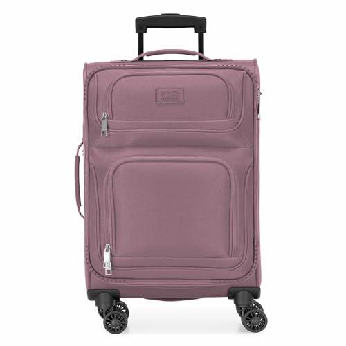 U.S. Traveler Rio Lightweight Softside Rolling Carry-on Suitcase, 4-Wheel Set, Mauve - color: Mauve, size: 22"/14"