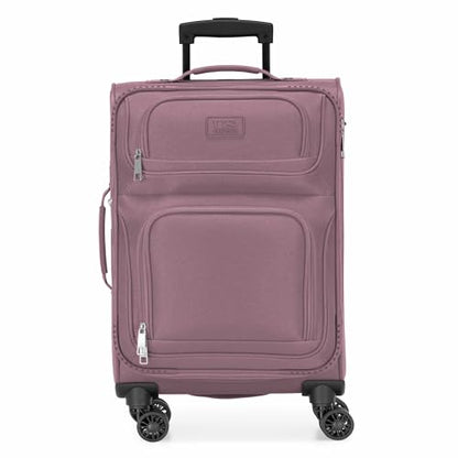 U.S. Traveler Rio Lightweight Softside Rolling Carry-on Suitcase, 4-Wheel Single, Mauve - color: Mauve, size: 22"