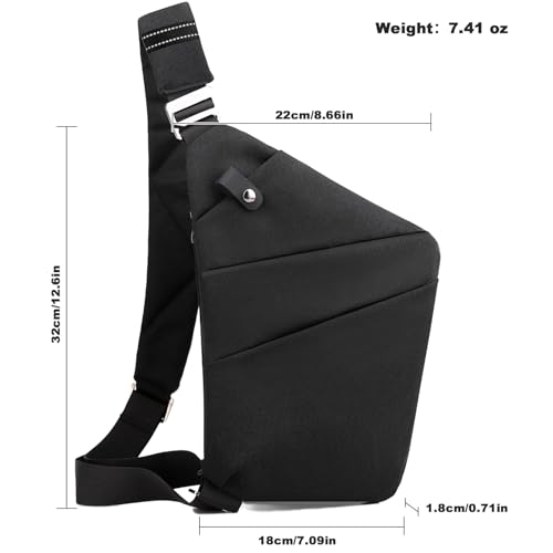 Anti Theft Travel Bag Sling Cross-body Bag Large Capacity - color: Black, style: Left Shoulder