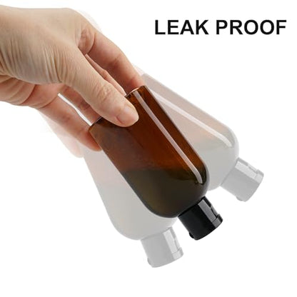 Cosywell Travel Bottles for Toiletries - 6 PCS Shampoo Bottles, TSA Approved Travel Size, Leak Proof Containers with Flip Cap - color: 3.4oz Brown - 3 Labeled 3 Blank