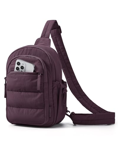 BAGSMART Small Sling Bag for Women, Puffer Crossbody Bag Hobo Handbag - color: Grape