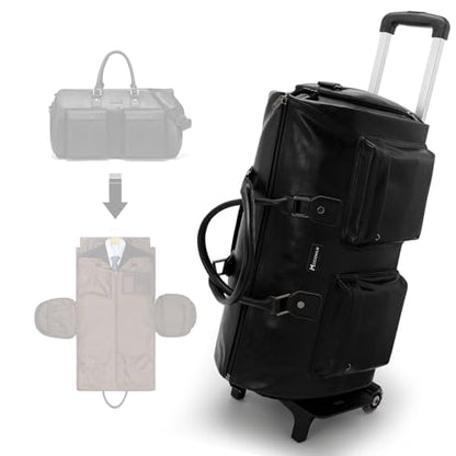 Modoker Convertible Rolling Garment Bag, Carry-On Duffle - color: D-Black