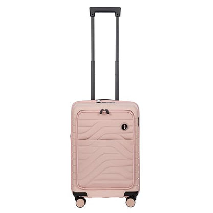Bric's B|Y Ulisse Carry-On Luggage with Spinner Wheels – Airline Approved Hard Shell Suitcase, TSA Combination Lock & USB Port - Removeable Wash Bag Included - 21 Inch with Front Pocket, Pearl Pink - color: Pearl Pink, size: Carry-on with front pocket