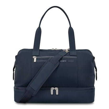 Samsonite Better Than Basics Weekender Duffle – Drop Bottom Travel Bag with 14” Laptop Compartment, SmartSleeve™ Trolley Strap, Adjustable Shoulder Strap, Durable RPET Lining, MIDNIGHT BLUE - color: Midnight Blue