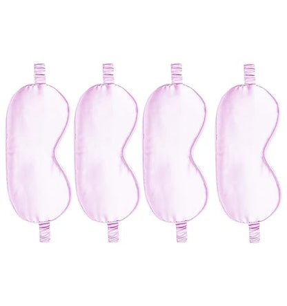 4PACK Sleep Masks Satin Eye Mask Silk Eyes Cover Silky Blindfold Blackout Eyeshade Soft Eyeshades Sleeping Covers Travel Nap - color: Lilac