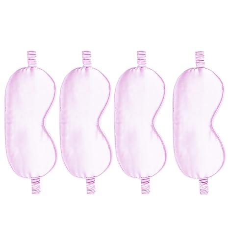 4PACK Sleep Masks Satin Eye Mask Silk Eyes Cover Silky Blindfold Blackout Eyeshade Soft Eyeshades Sleeping Covers Travel Nap - color: Lilac