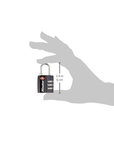 Master Lock Black TSA-Approved Luggage Lock with Wide Lock Body and Thin, Durable Steel Shackle, Zipper Lock for Backpacks, Luggage, 4680DBLK - size: 1 Pack