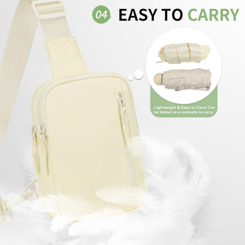 Mini Sling Bag for Men Women Fits for 6.1" Phone, Beige - color: 3 Pocket-beige