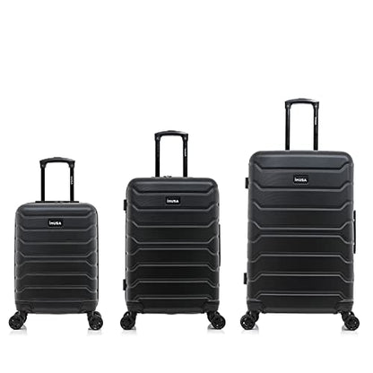 InUSA TREND 3-Piece Hardside Spinner Luggage Set 20/24/28in Durable Black - color: Black, size: 3-Piece Set (Carry-on, Medium, Large)