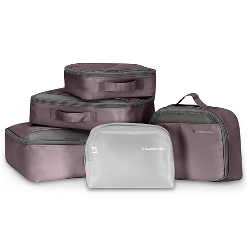 Traveler's Choice Cloverland Packing Cubes, 5-Piece Set, Mauve - color: Mauve