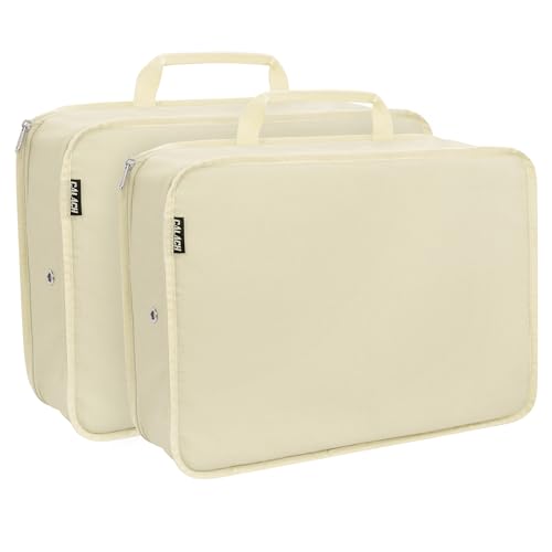 Compression Packing Cubes for Travel Packing Suitcase Organizer Bags, Beige - color: Beige, size: Extra Large