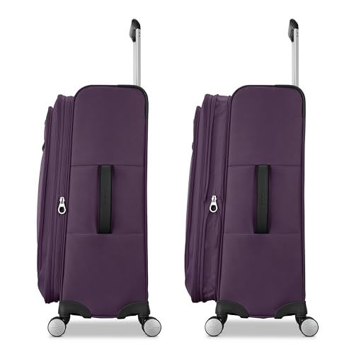 Samsonite 2-PC Soft-Sided 21/25” (Carry-On & Medium Checked), Lightweight Expandable Element Luggage Set: 2 Front Pockets & Side Pocket, Four Spinner Wheels, Adjustable Handle, Durable- Purple - color: Purple, size: 2-Piece Set (21/25)