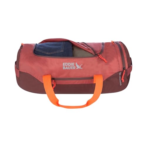 Eddie Bauer Stowaway Packable Duffel Bag, 45L, Maroon | Lightweight Durable Ripstop Polyester, Packs Flat When Not in Use, Roomy Travel Duffel for Trips and Gym Use - color: Maroon