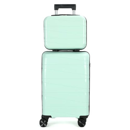 2 Piece Carry On Luggage Set with TSA Lock for Large Case, Hard Shell Suitcases with Wheels, Small & Large Airline Approved Travel Set - color: Green