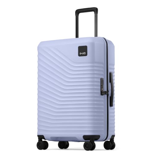 Coolife Luggage, Lightweight PC Hardside Suitcase, Checked-Medium 24-Inch - color: Light Purple, size: Checked-Medium 24-Inch