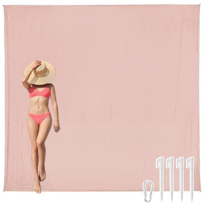 AlphaBeing Beach Blanket Waterproof Sandproof, Extra Large Beach Mat - color: Pink, size: 79“×83”