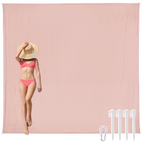 AlphaBeing Beach Blanket Waterproof Sandproof, Extra Large Beach Mat - color: Pink, size: 79“×83”