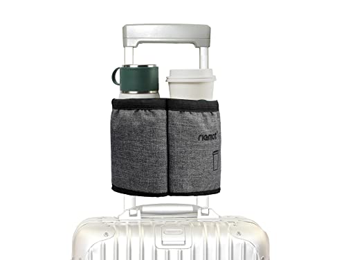 riemot Luggage Travel Cup Holder Free Hand Water Bottle Carrier Grey - color: No Hook & Loop: Grey