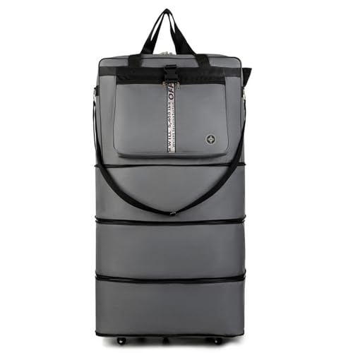 Expandable Travel Duffel Bag with Wheels, 42 Inch Large Collapsible Luggage, 5pcs 360° Spinner Wheels, Waterproof Oxford Cloth, Foldable Suitcase with Shoulder Strap for Men & Women, Gray - color: Gray