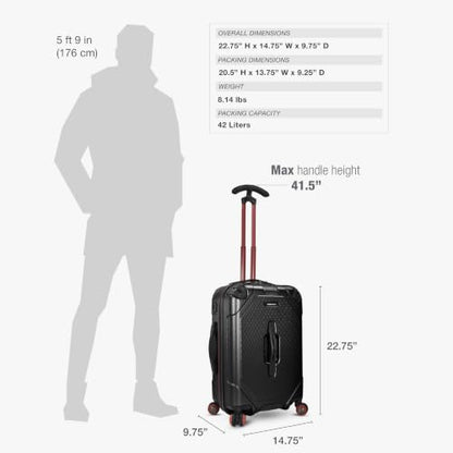 Traveler's Choice Maxporter II Polycarbonate Hardside Trunk with Spinner Wheels, Black, 22-Inch Carry-on Luggage - color: Black, size: 22-inch Carry-on Luggage