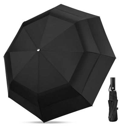 Rainbow Umbrella Windproof Automatic - 46/54inch Extra Large Double Canopy - color: 04.Black 54Inch