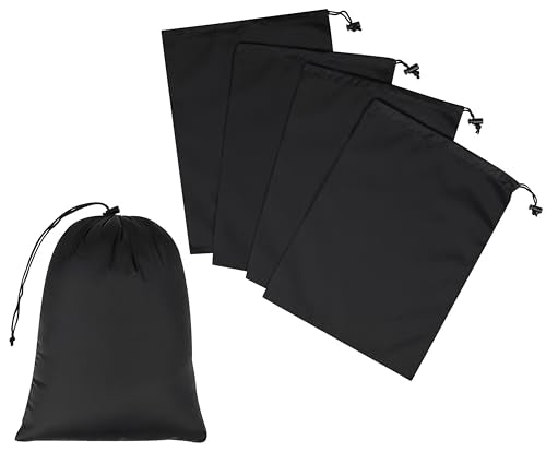 Drawstring Bag - UltraLight Nylon Cinch and Ditty Pouch For Home, Office, Outdoor (5 pack, Black) (Black, 9 x 12 inch) - size: 9 x 12 inch