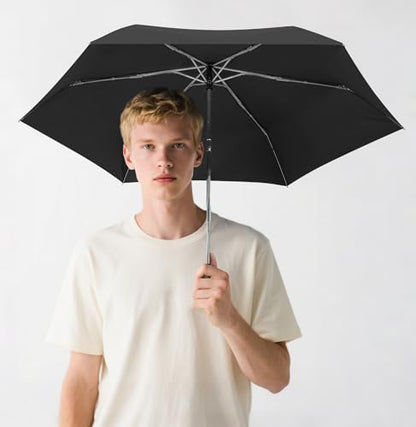 Automatic Mini Flat Umbrella Compact Travel Rain | Auto open close mini flat umbrella for purse, pocket, backpack, car, school, commute, office, travel and daily rain gifts - color: 01.Black, size: 46inch