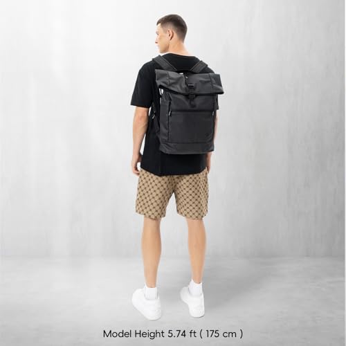 Laptop Backpack Rolltop Expandable, Black - color: Black