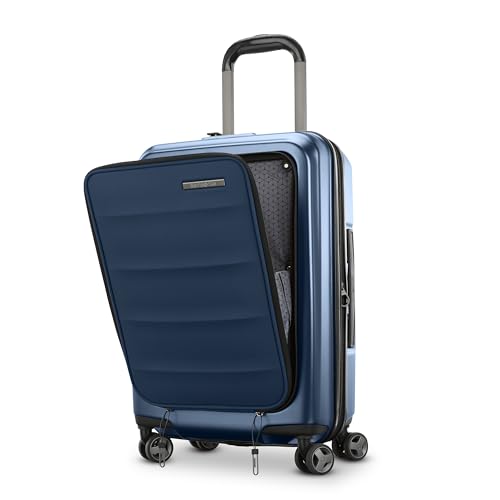Samsonite 2 Piece Luggage Set with 21/28” Hardside Lightweight Octiv (Carry-On Pro with Front Pocket & Large Checked) Expandable, Four Spinner Wheels, Adjustable Handle, TSA Approved Lock - Blue - color: Blue Denim, size: 2-Piece Set (Pro 21 with Front Po