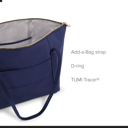 TUMI Voyageur Q Tote, Lightweight Travel Tote - color: Indigo/Light Gold