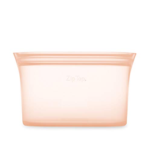 Zip Top Reusable Food Storage Bags | Large Dish [Peach] | Silicone Meal Prep Container | Microwave, Dishwasher and Freezer Safe | Made in the USA - color: Peach, size: Large Dish