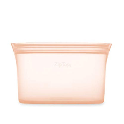 Zip Top Reusable Food Storage Bags | Large Dish [Peach] | Silicone Meal Prep Container | Microwave, Dishwasher and Freezer Safe | Made in the USA - color: Peach, size: Large Dish