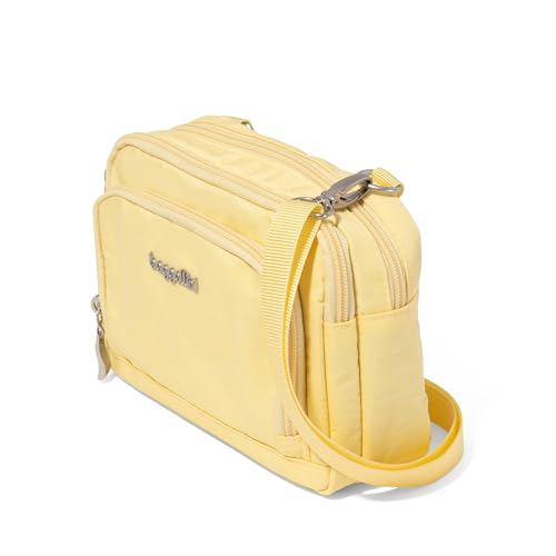 Baggallini Triple Zip with Front Wallet/Trifecta RFID Wallet Crossbody - color: Butter Yellow