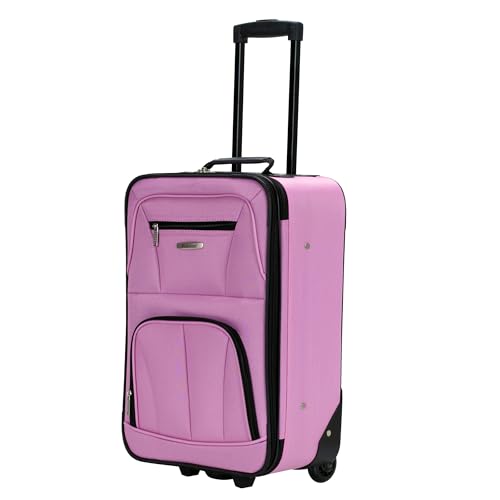 Rockland Fashion Softside 2 Piece Luggage Set, Expandable, (14" Tote/19" Upright), Pink - color: Pink, size: 2 Piece (19"/14" Tote)