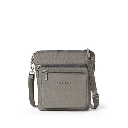 Baggallini Modern Pocket Crossbody Bag for Women, 8.5"x8.5" Handbag Purse with RFID, Lightweight Water-Resistant - color: Sterling Shimmer