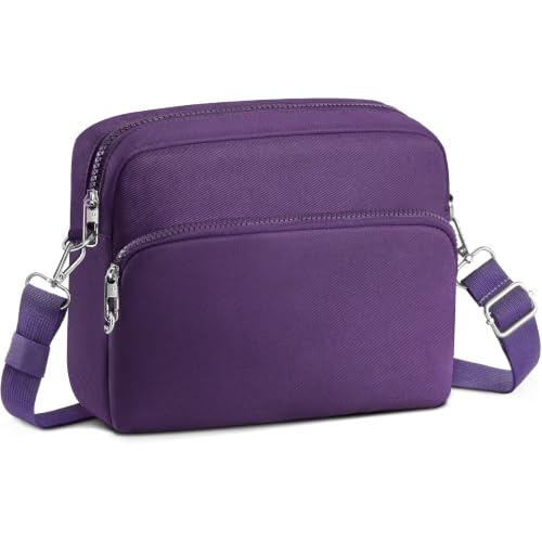 TOPEAST Anti-Theft Crossbody Travel Bag for Women Men, Lightweight Shoulder Bag Classic Design for Trip, Daily Use, Sport - color: Purple
