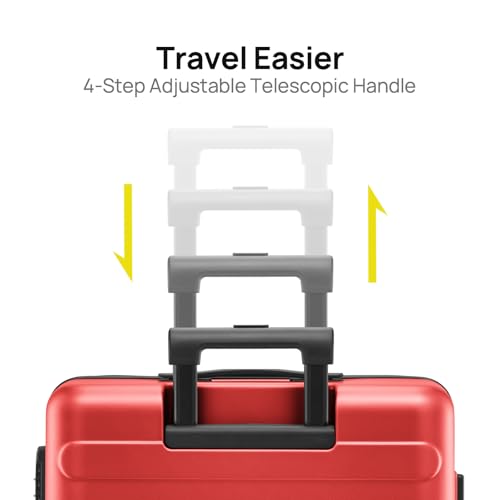 NINETYGO Large Checked Luggage 28 Inch, Checking In Luggage with Smooth Spinner Wheels, Lightweight, Hard Shell PC Suitcase, Lightweight Travel Luggage, TSA Approved (Raspberry, Rhine Basic) - color: 02-Raspberry (Basic), size: Checked 28-Inch