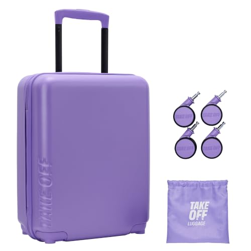 TAKE OFF 18 Inch Personal Item Suitcase Removable Wheels Underseat Bag - color: Purple, size: 18" - Personal Item 4.0