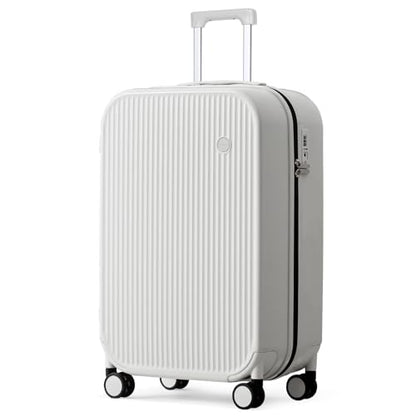 mixi 24 Inch Checked Luggage PC Hardshell Suitcases with Wheels for Travel Woman Men, Smoke White - color: Smoke White TSA2, size: 24-inch