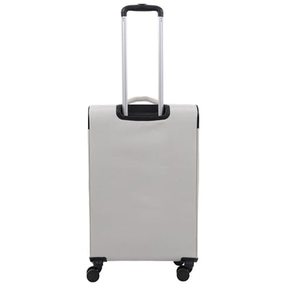 Martha Stewart Softside Checked Luggage | 27" Lightweight Expandable Suitcase | Medium Checked Suitcase with 360° Spinner Wheels & Spacious Interior | Light Gray - color: Light Grey, size: 27"