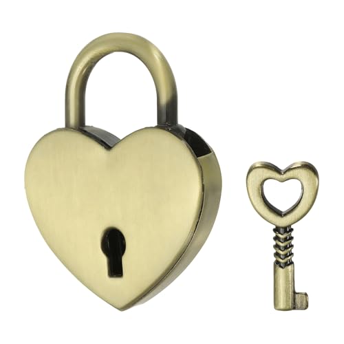 PATIKIL Mini Heart Lock w/Key 1.2x1.5 Heart Shaped Padlock Gray - color: Gray, size: 1.2"x1.5"